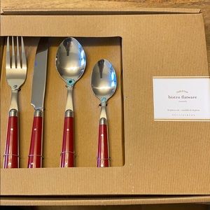 Pottery Barn 12 pc red Bistro Flatware set